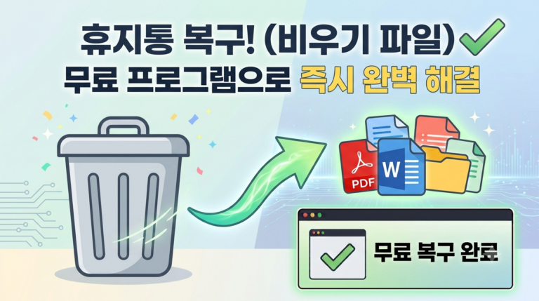 휴지통 비우기 한 파일 복구, 무료 복구 프로그램 사용법