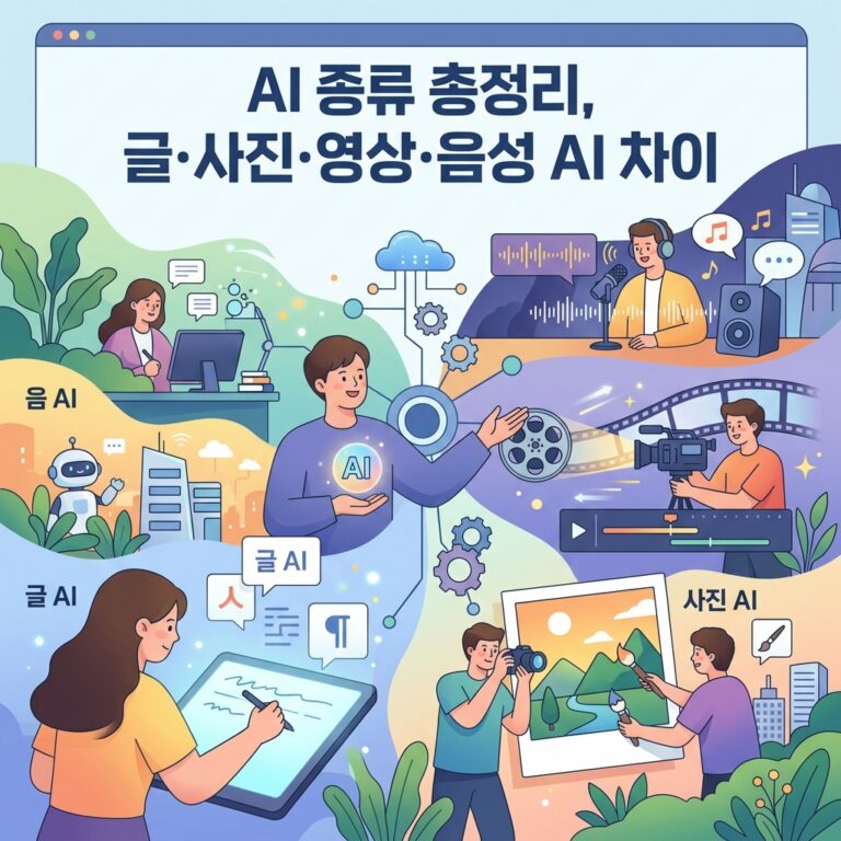 ai thumbnail illustration AI 종류 총정리 글·사진·영상·음성 AI 차이 1787648637