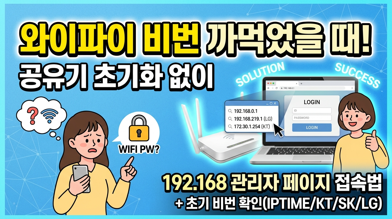 공유기 와이파이 비번 까먹었을 때 192.168 관리자 페이지 접속법