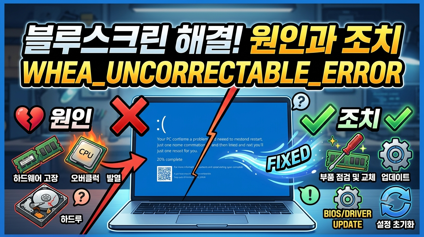 윈도우 블루스크린 WHEA_UNCORRECTABLE_ERROR