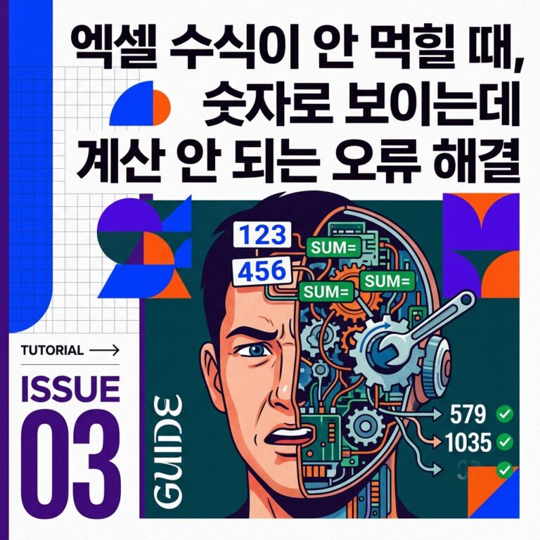 ai thumbnail poster 엑셀 수식이 안 먹힐 때 숫자로 보이는데 계산 안 되는 오류 해결 1789723658